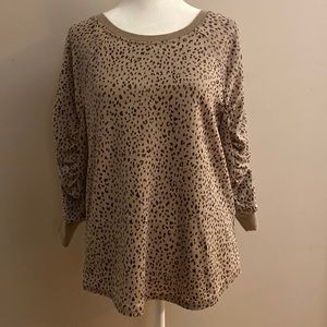 Jane and Delancey Leopard Print Waffle Knit Top with 3/4 Sleeves